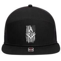 Masonic American Flag Square And Compass Freemason 7 Panel Mesh Trucker Snapback Hat