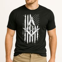 Masonic American Flag Square And Compass Freemason Cooling Performance Crew T-Shirt