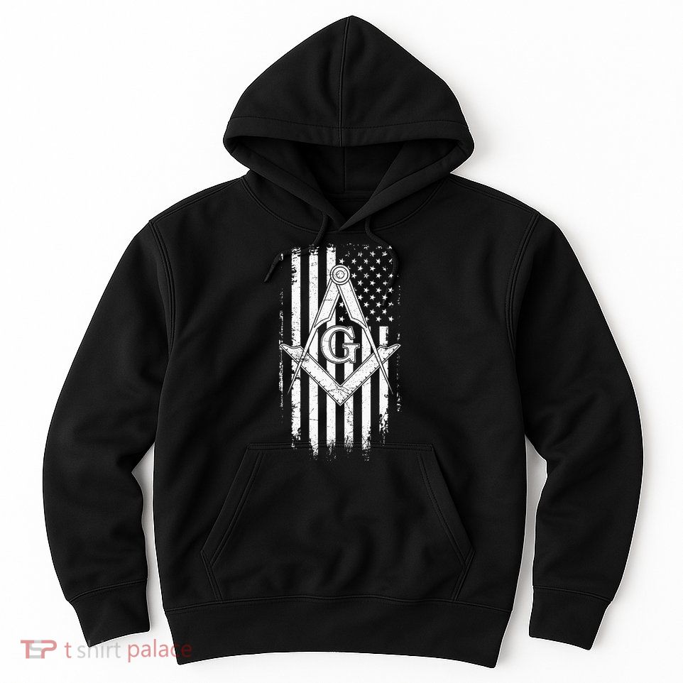 Masonic American Flag Square And Compass Freemason Hoodie