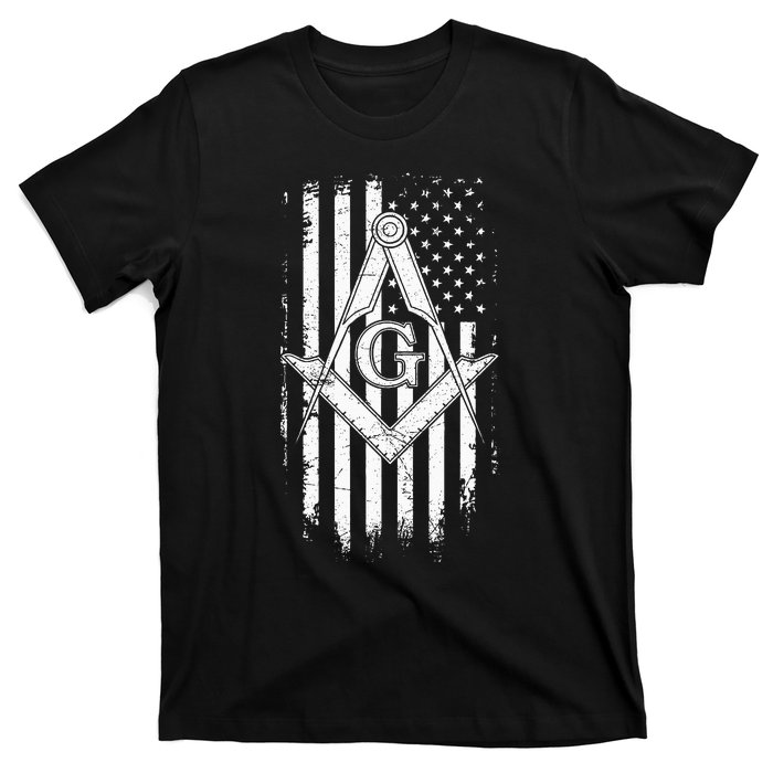 Masonic American Flag Square And Compass Freemason T-Shirt