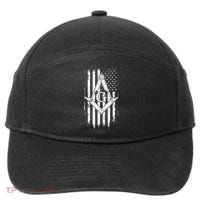 Masonic American Flag Square And Compass Freemason 7-Panel Snapback Hat