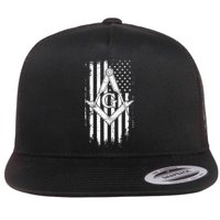 Masonic American Flag Square And Compass Freemason Flat Bill Trucker Hat