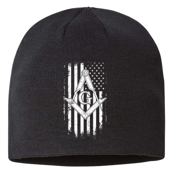 Masonic American Flag Square And Compass Freemason Sustainable Beanie