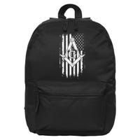 Masonic American Flag Square And Compass Freemason 16 in Basic Backpack
