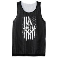 Masonic American Flag Square And Compass Freemason Mesh Reversible Basketball Jersey Tank