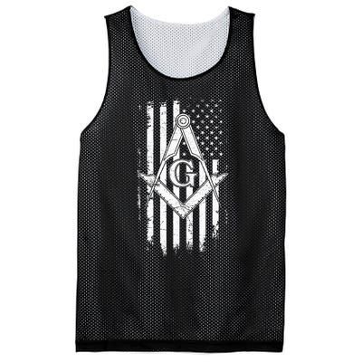 Masonic American Flag Square And Compass Freemason Mesh Reversible Basketball Jersey Tank