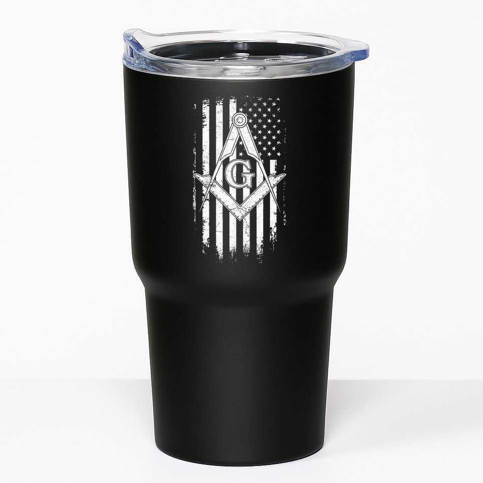 Masonic American Flag Square And Compass Freemason Tumbler