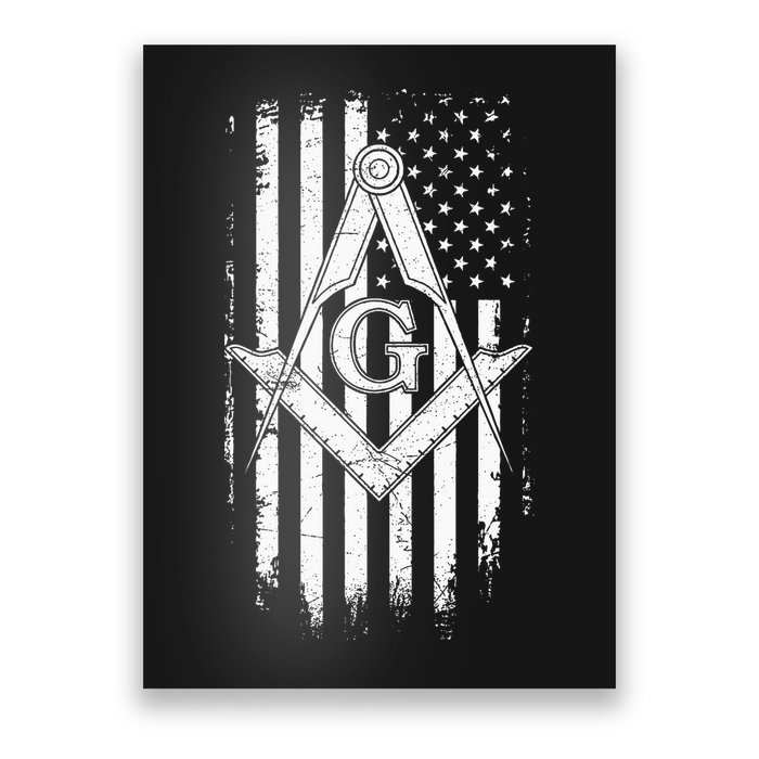Masonic American Flag Square And Compass Freemason Poster