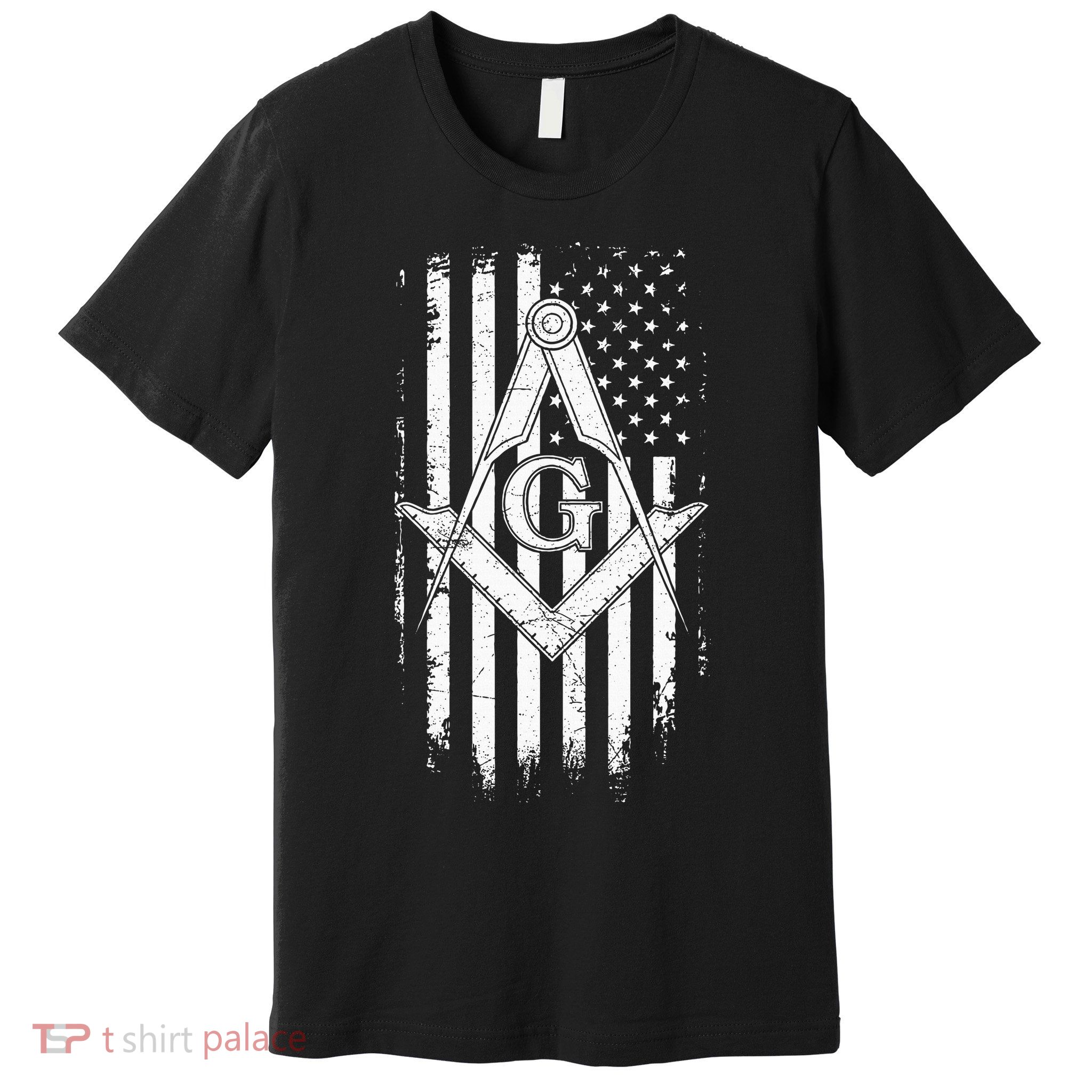 Masonic American Flag Square And Compass Freemason Premium T-Shirt