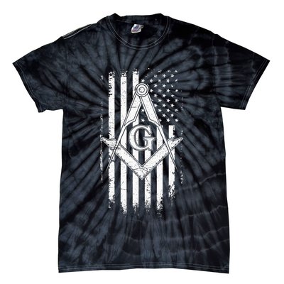 Masonic American Flag Square And Compass Freemason Tie-Dye T-Shirt