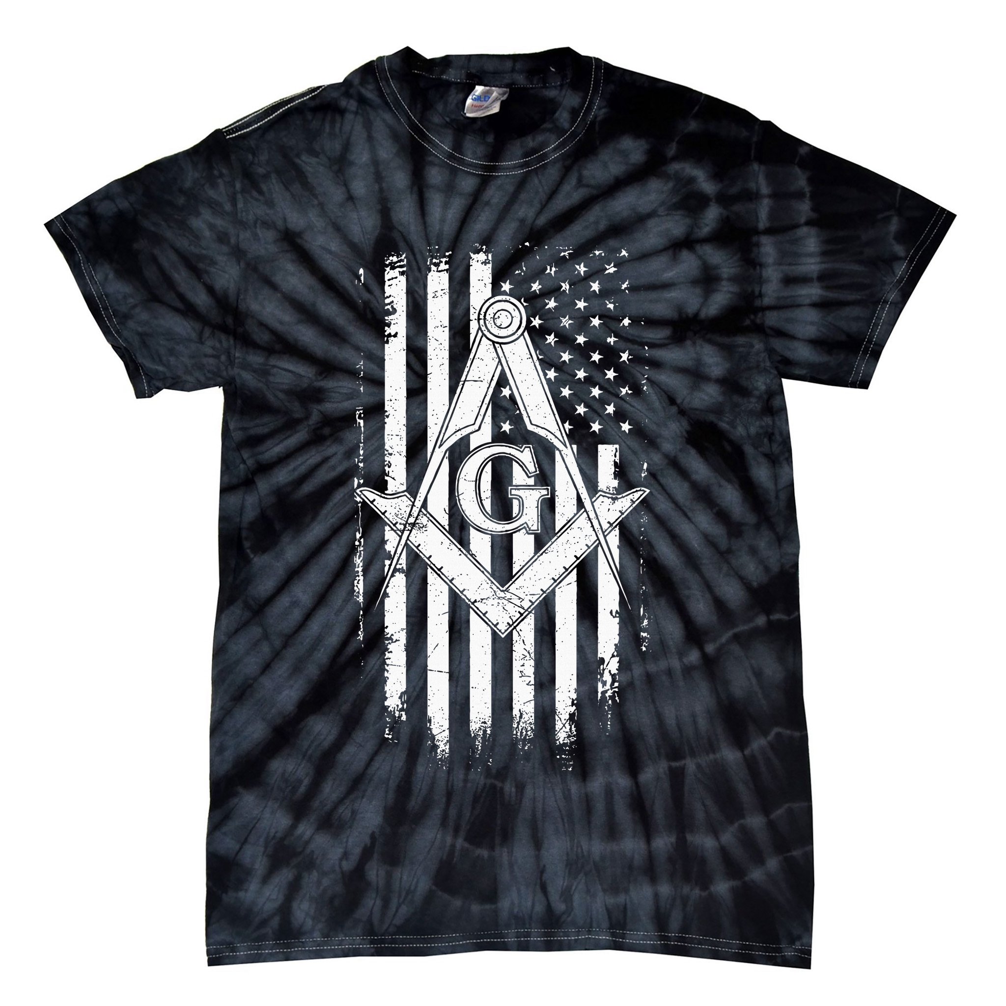 Masonic American Flag Square And Compass Freemason Tie-Dye T-Shirt