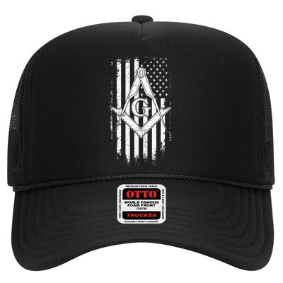 Masonic American Flag Square And Compass Freemason Trucker Hat