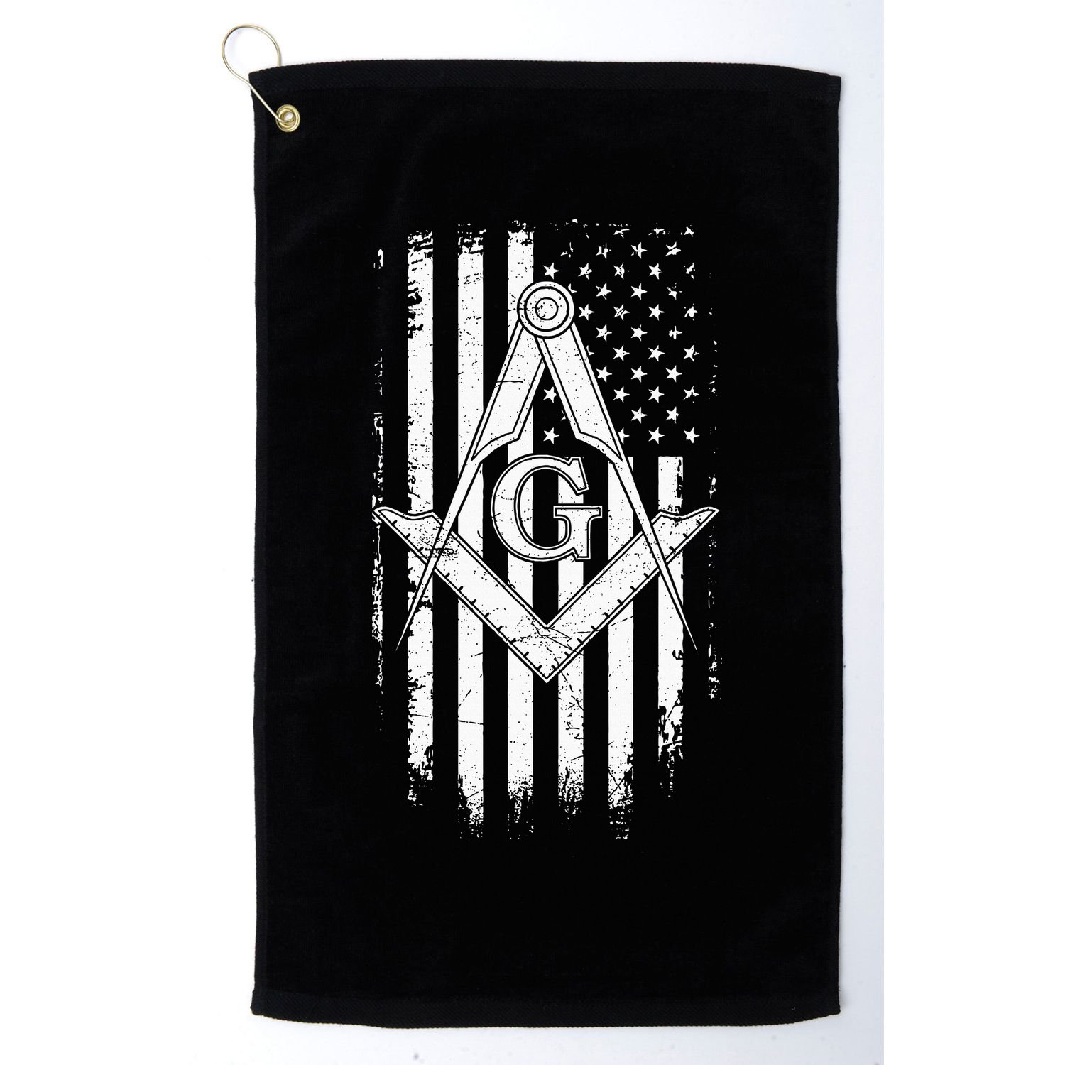 Masonic American Flag Square And Compass Freemason Golf Towel