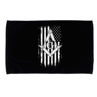 Masonic American Flag Square And Compass Freemason Microfiber Hand Towel