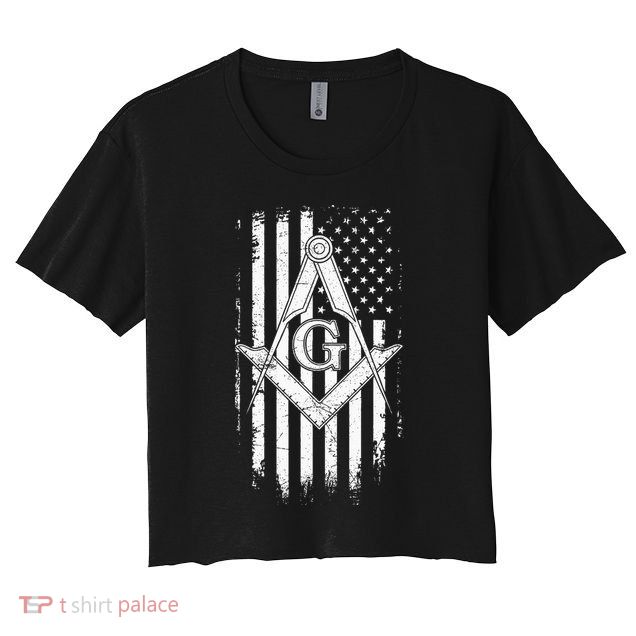 Masonic American Flag Square And Compass Freemason Crop Top