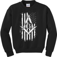 Masonic American Flag Square And Compass Freemason Kids Sweatshirt