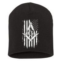 Masonic American Flag Square And Compass Freemason Short Acrylic Beanie