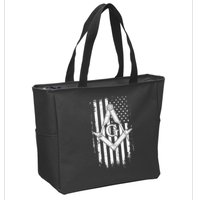 Masonic American Flag Square And Compass Freemason Zip Tote Bag