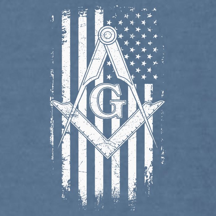 Masonic American Flag Square And Compass Freemason Garment-Dyed Sweatshirt