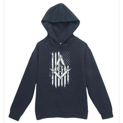 Masonic American Flag Square And Compass Freemason Urban Pullover Hoodie