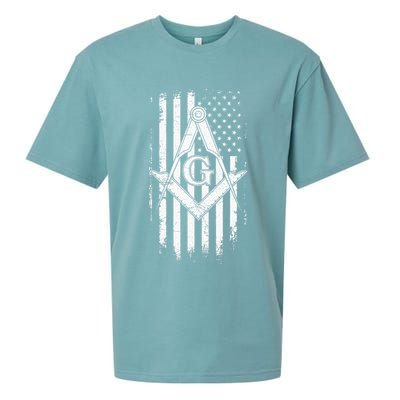 Masonic American Flag Square And Compass Freemason Sueded Cloud Jersey T-Shirt
