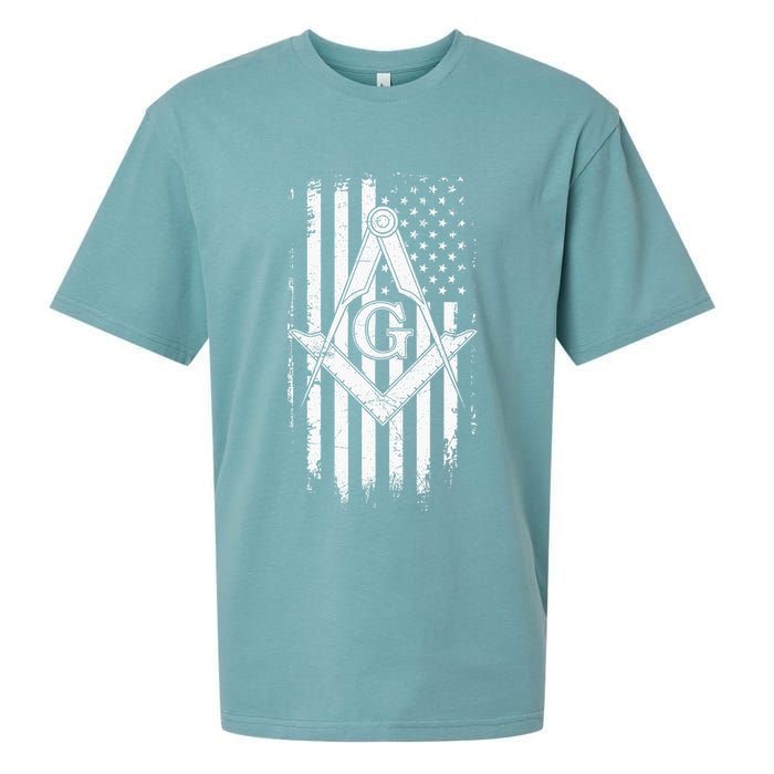Masonic American Flag Square And Compass Freemason Sueded Cloud Jersey T-Shirt