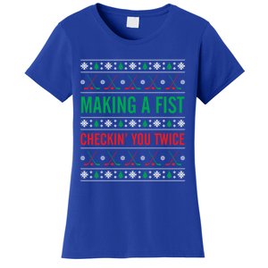 Making A Fist Checking You Twice Funny Christmas Great Gift Women's T-Shirt