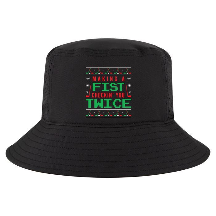 Making A Fist Checking You Twice Funny Christmas Meaningful Gift Cool Comfort Performance Bucket Hat
