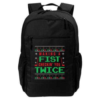 Making A Fist Checking You Twice Funny Christmas Meaningful Gift Backpack