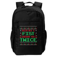Making A Fist Checking You Twice Funny Christmas Meaningful Gift Backpack