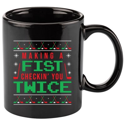 Making A Fist Checking You Twice Funny Christmas Meaningful Gift 11oz C Handle Ceramic Mug