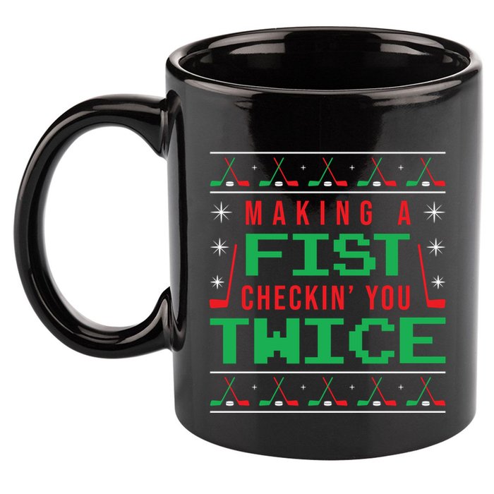 Making A Fist Checking You Twice Funny Christmas Meaningful Gift 11oz C Handle Ceramic Mug