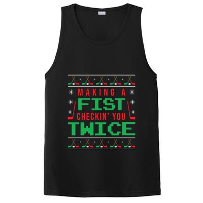 Making A Fist Checking You Twice Funny Christmas Meaningful Gift PosiCharge Competitor Tank