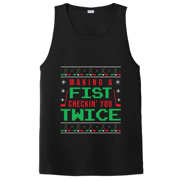 Making A Fist Checking You Twice Funny Christmas Meaningful Gift PosiCharge Competitor Tank