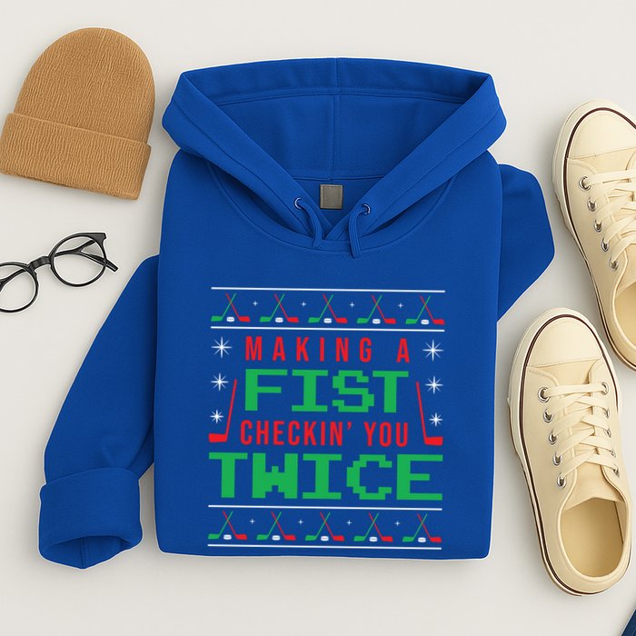 Making A Fist Checking You Twice Funny Christmas Meaningful Gift Hoodie