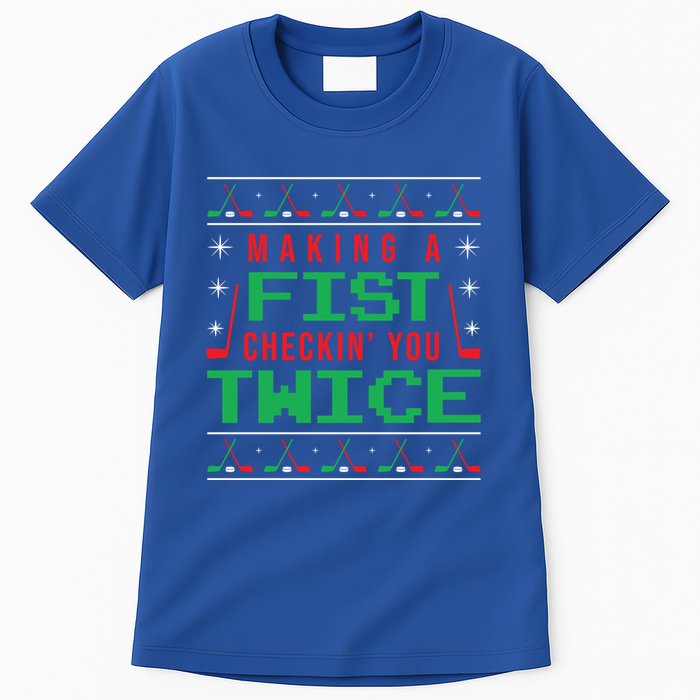 Making A Fist Checking You Twice Funny Christmas Meaningful Gift Tall T-Shirt