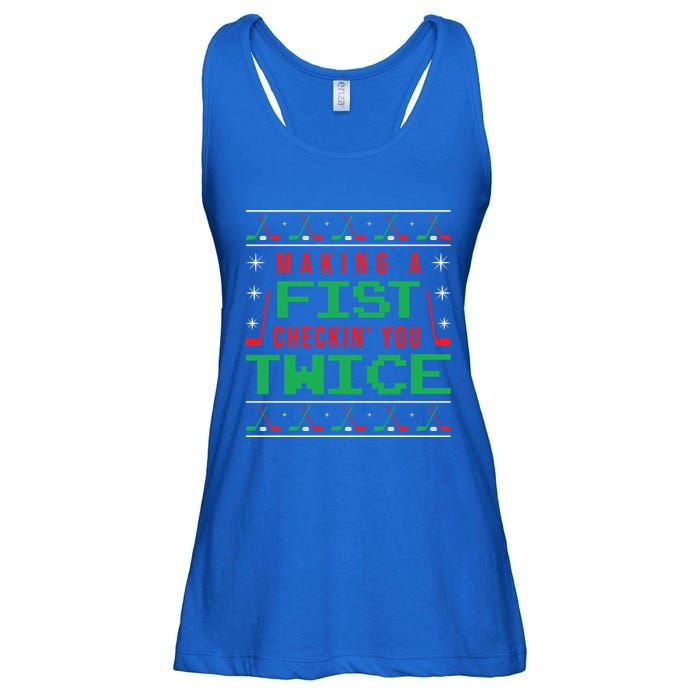 Making A Fist Checking You Twice Funny Christmas Meaningful Gift Ladies Essential Flowy Tank
