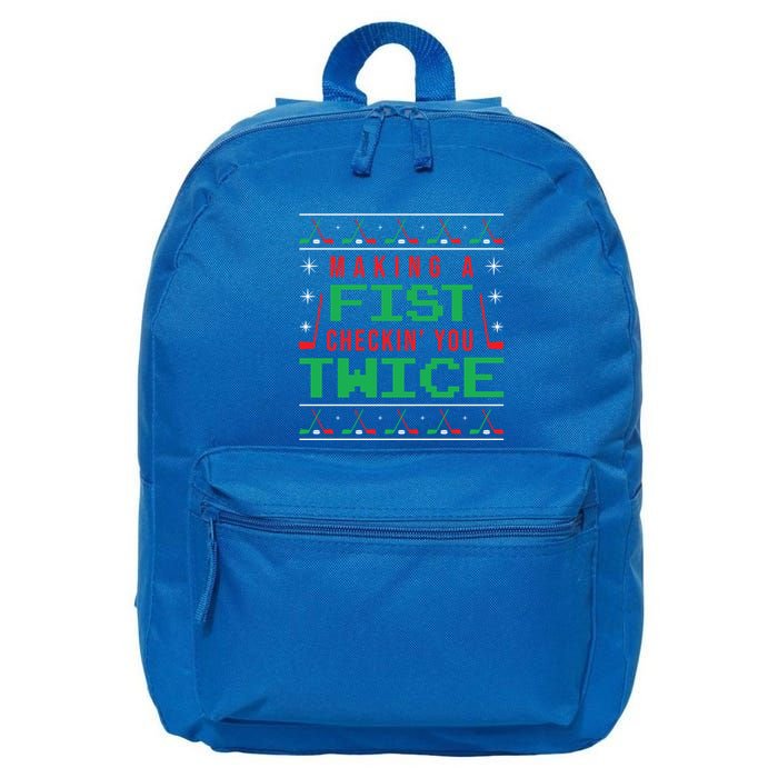 Making A Fist Checking You Twice Funny Christmas Meaningful Gift 16 in Basic Backpack