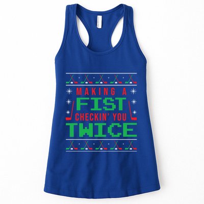 Making A Fist Checking You Twice Funny Christmas Meaningful Gift Womens Tank Top