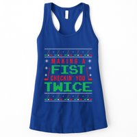 Making A Fist Checking You Twice Funny Christmas Meaningful Gift Womens Tank Top