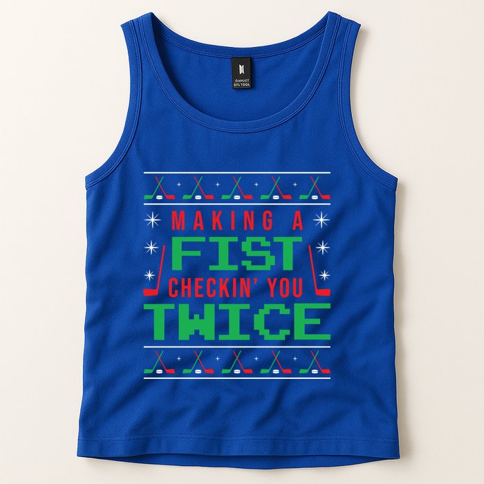 Making A Fist Checking You Twice Funny Christmas Meaningful Gift Tank Top