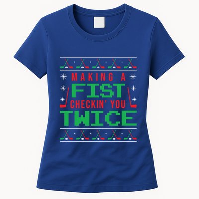 Making A Fist Checking You Twice Funny Christmas Meaningful Gift Womens T-Shirt