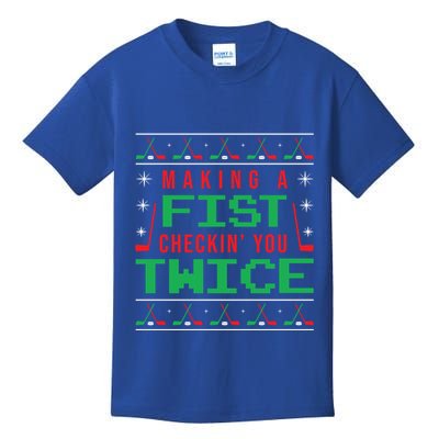 Making A Fist Checking You Twice Funny Christmas Meaningful Gift Kids T-Shirt