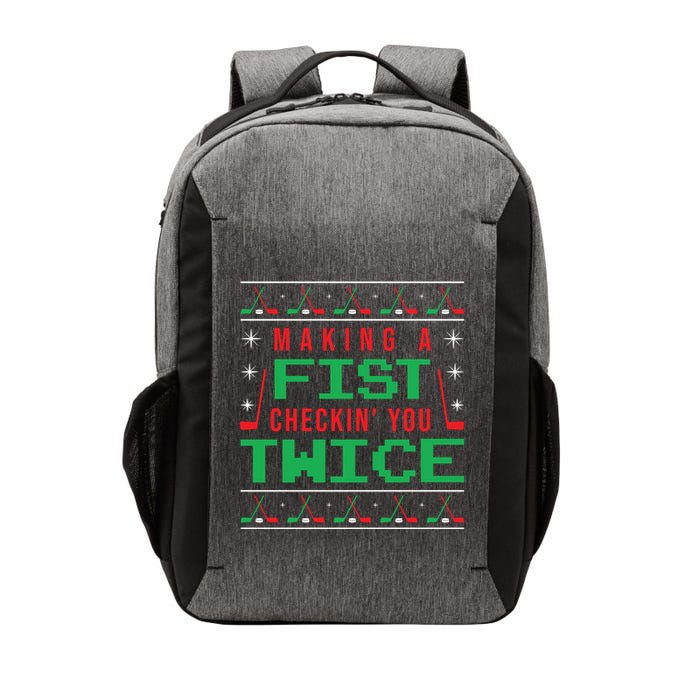 Making A Fist Checking You Twice Funny Christmas Meaningful Gift Vector Backpack