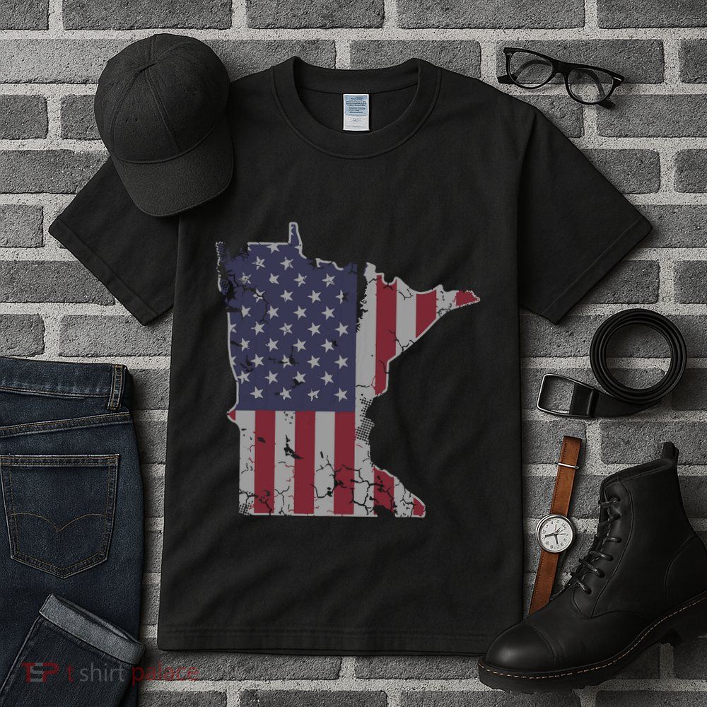 Minnesota American Flag 4th Of July Tall T-Shirt