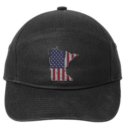 Minnesota American Flag 4th Of July 7-Panel Snapback Hat