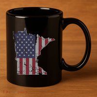 Minnesota American Flag 4th Of July 11oz C Handle Ceramic Mug