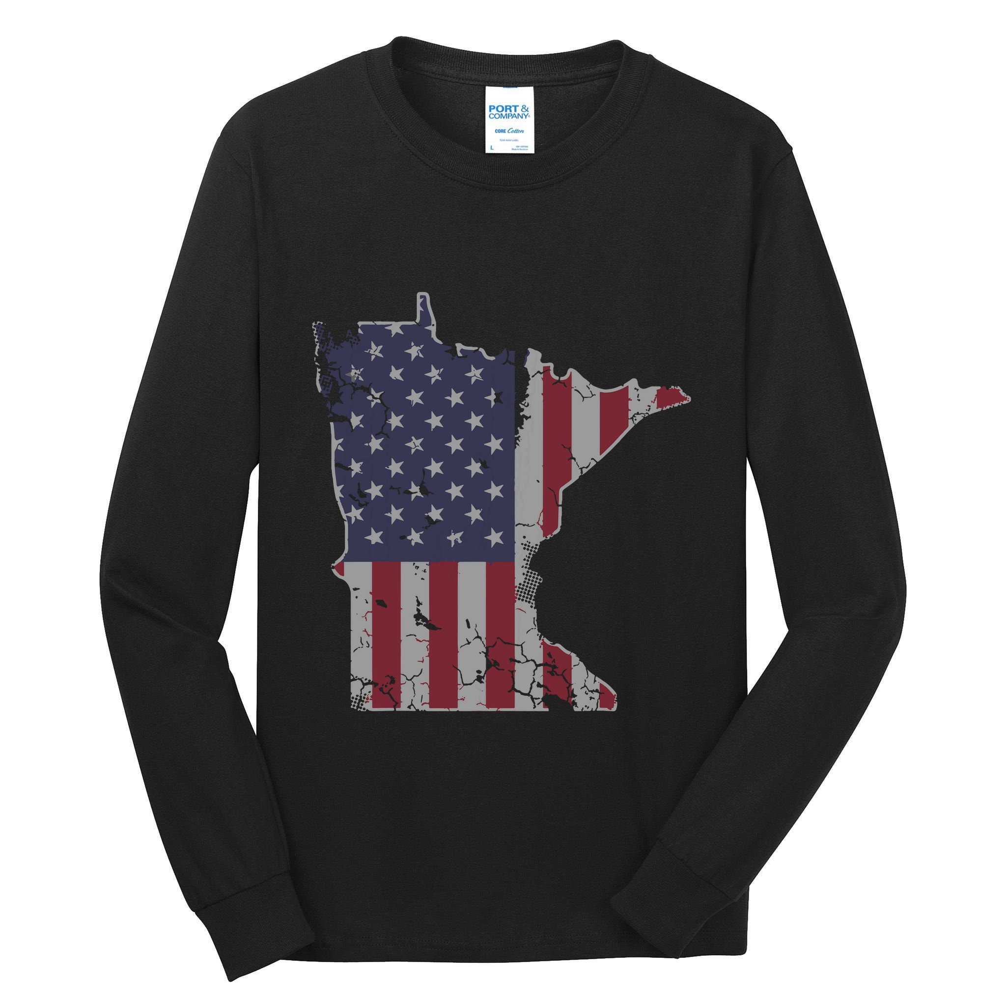 Minnesota American Flag 4th Of July Tall Long Sleeve T-Shirt