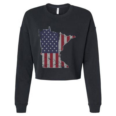 Minnesota American Flag 4th Of July Cropped Pullover Crew