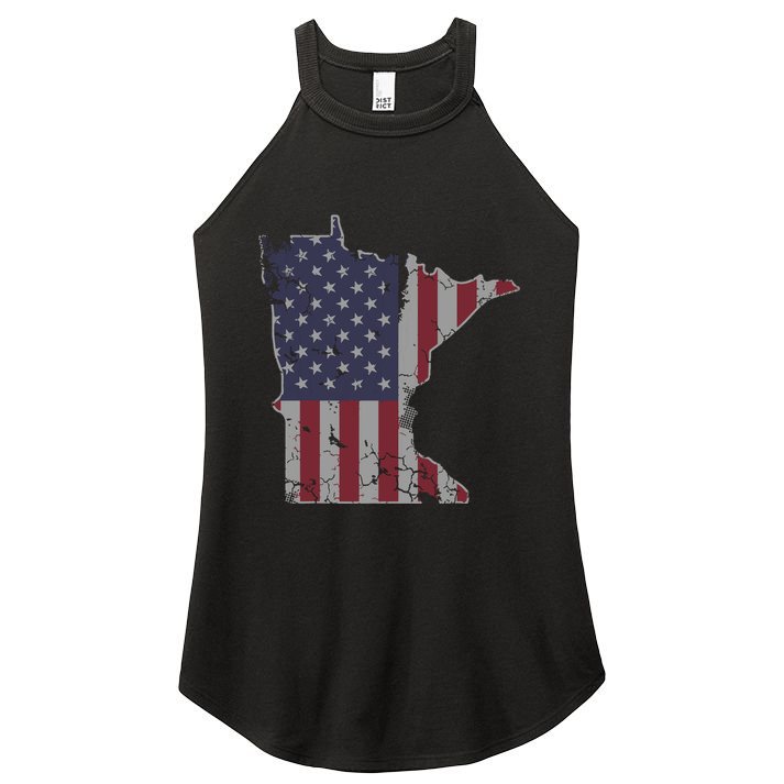 Minnesota American Flag 4th Of July Women's Perfect Tri Rocker Tank